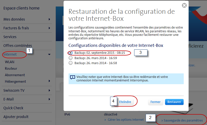 Swisscom box reset