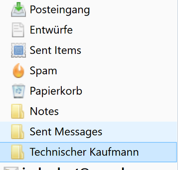 Thunderbird Webmail Ordner