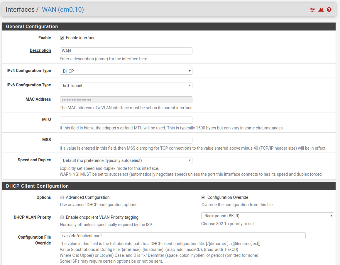 WAN config